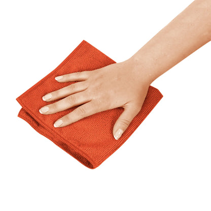 GLOBE 14"L X 14"W 240 Gsm Microfiber Cloths - Orange / Pack of 10