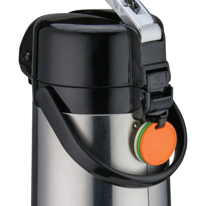 Winco Glass Lined Airpot With Lever Top, Stainless Steel Body