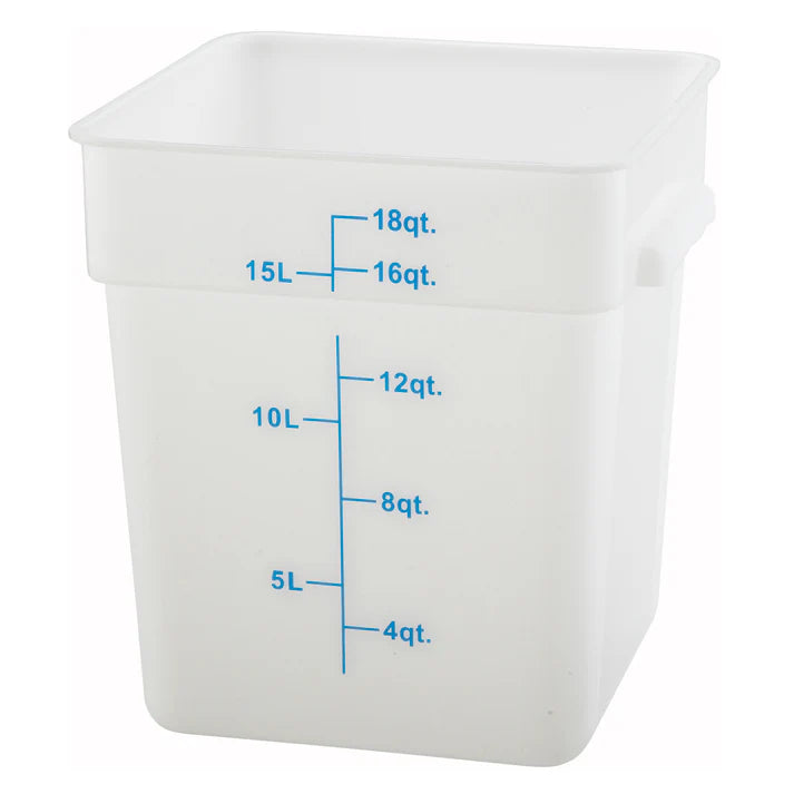 Square Storage Container, White Polypropylene
